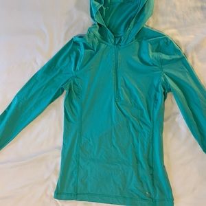 turquoise athletic sweatshirt